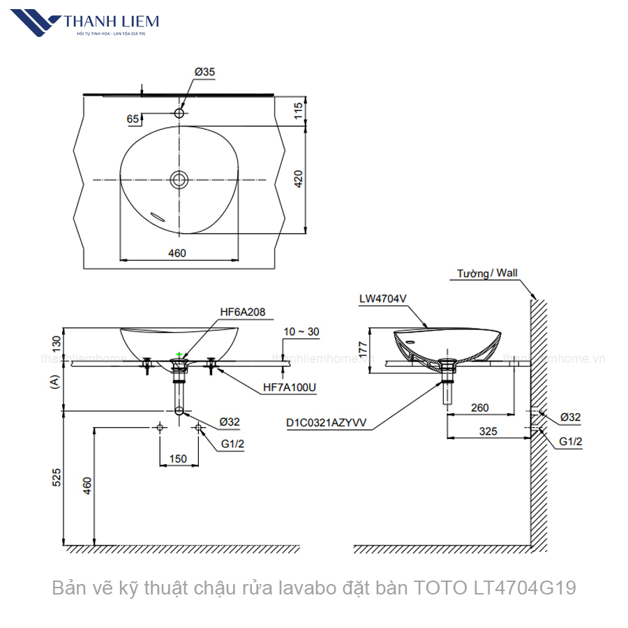 chau rua dat ban toto LT4704G19#XW