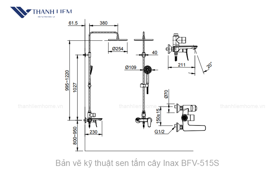 sen tam cay inax bfv-515s