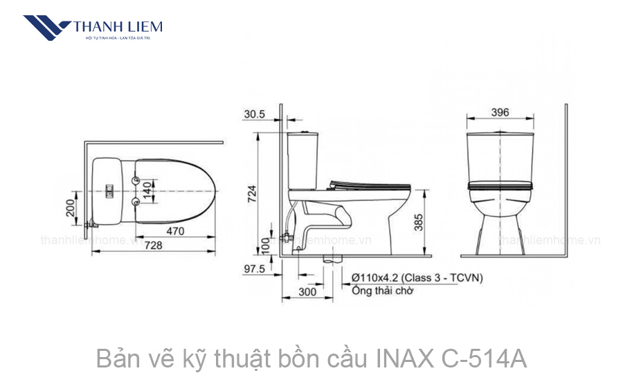 bon cau inax c-514a nap dien tu cwh18vn