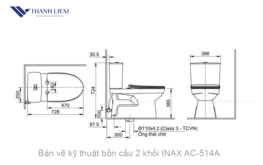 bon cau 2 khoi inax ac514a nap rua co cws321vn