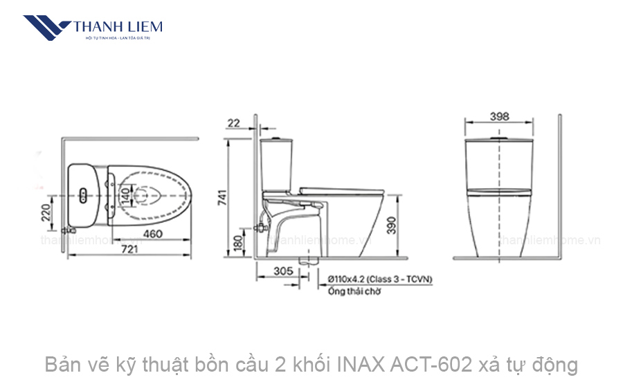 bon cau 2 khoi inax act602 xa tu dong nap rua co cws32vn