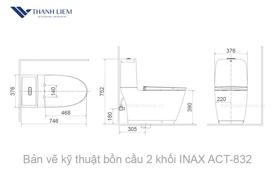 bon cau 2 khoi inax act832 xa tu dong nap rua co cws32vn