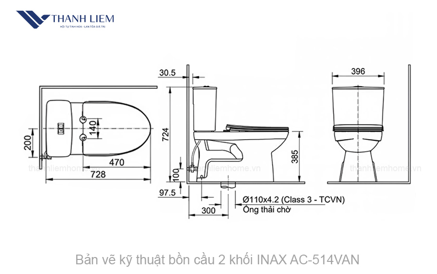bon cau 2 khoi inax ac514van nap dong em