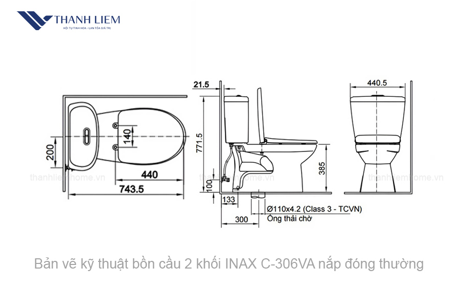 bon cau 2 khoi inax c306va nap dong thuong