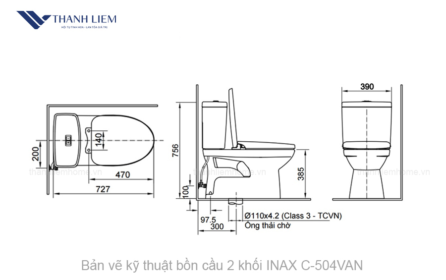 bon cau 2 khoi inax c504van nap dong em