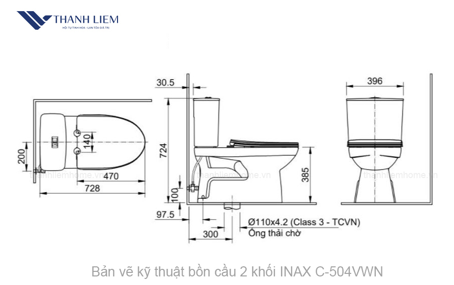 bon cau 2 khoi inax c504vwn nap dong em