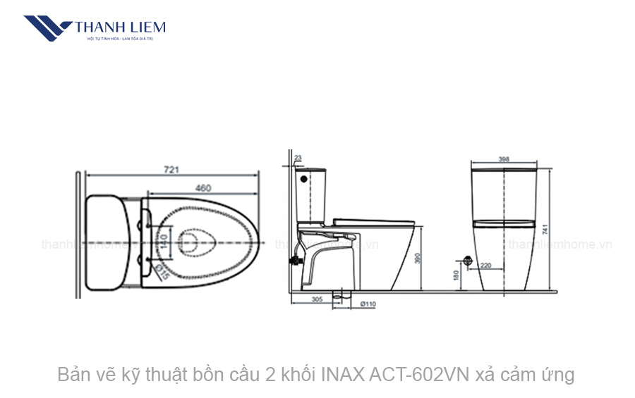 bon cau 2 khoi inax act602vn xa cam ung
