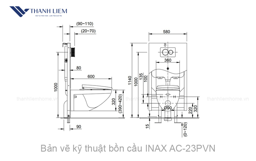bon cau treo tuong inax ac23pvn