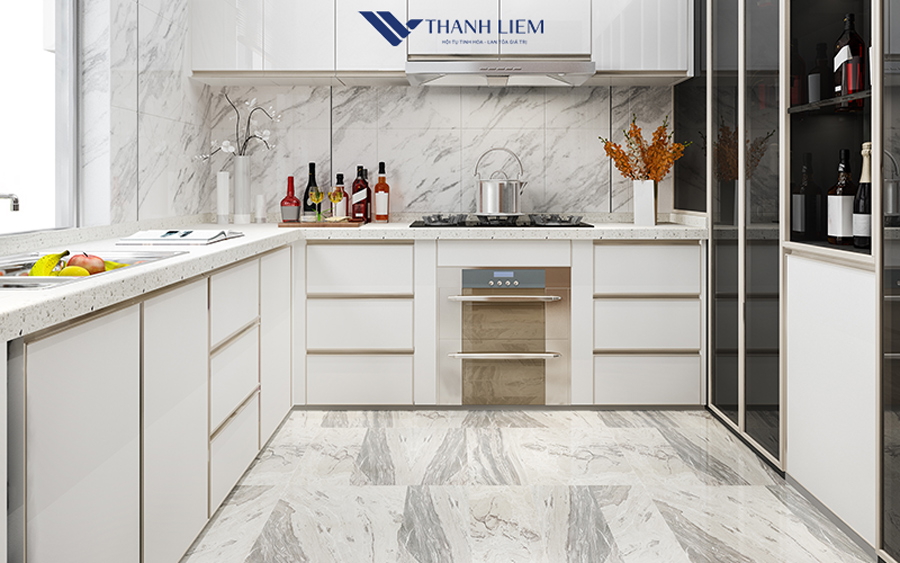 cach phoi gach nha bep giup gian bep tro nen dep sang va sang