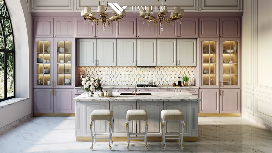 cach phoi gach nha bep giup gian bep tro nen dep sang va sang