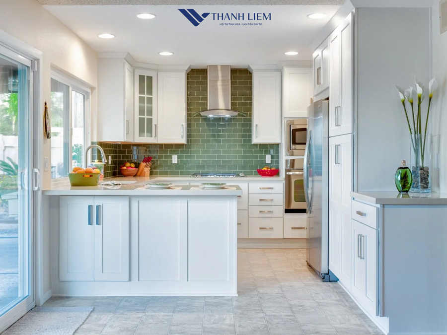 cach phoi gach nha bep giup gian bep tro nen dep sang va sang