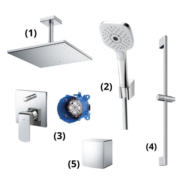 Bộ sen tắm âm tường 2 đường nước nóng lạnh TOTO TBW08003A1 TBW02006V TBG02304BA TBN01001B TBW07019A TBW08009A