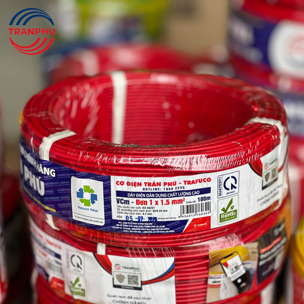 Dây đơn ruột đồng cách điện PVC Trần Phú 1x1.5mm