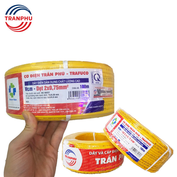Dây điện dẹt ruột đồng PVC Trần Phú 2x0.75mm2