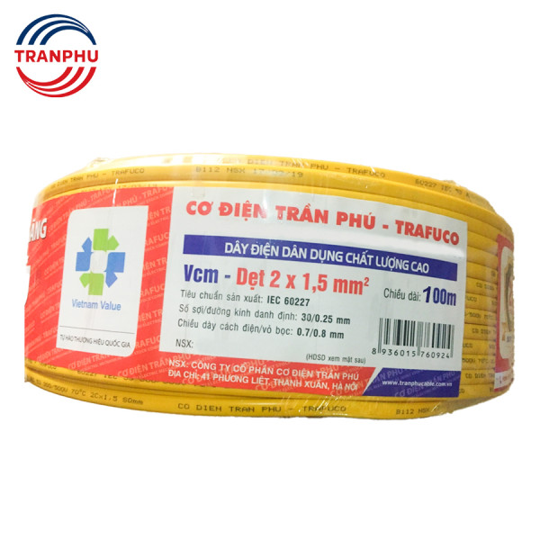 Dây điện dẹt ruột đồng PVC Trần Phú 2x1.5mm2