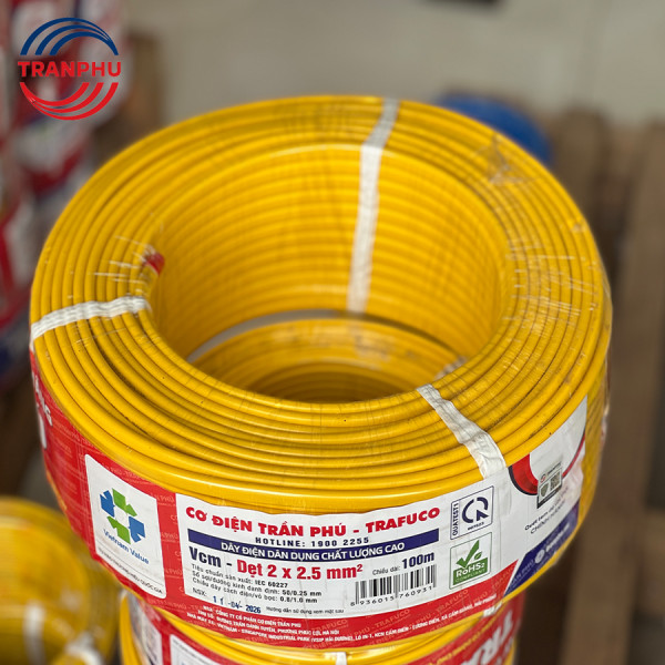 Dây điện dẹt ruột đồng PVC Trần Phú 2x2.5mm2