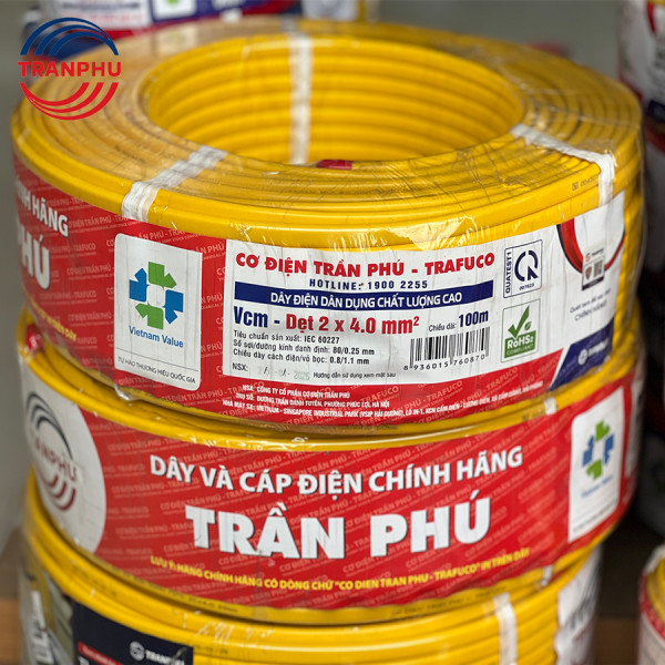 Dây điện dẹt ruột đồng PVC Trần Phú 2x4mm2