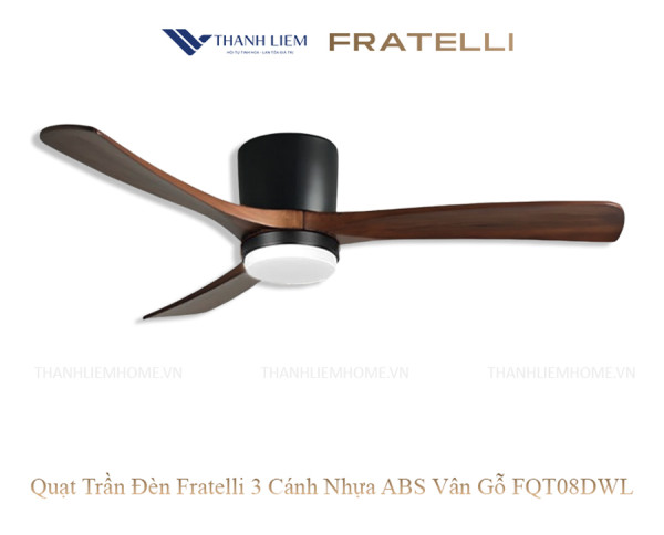 Quạt Trần Đèn Fratelli 3 Cánh Nhựa ABS Vân Gỗ FQT08DWL