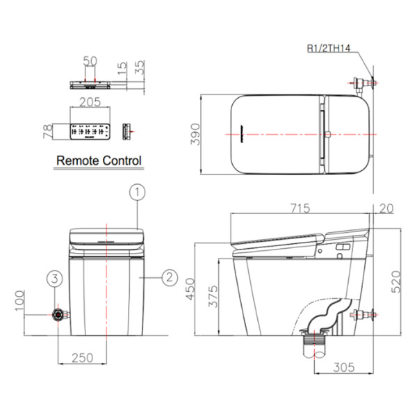 ban ve ky thuat bon cau dien tu american standard kp-8310