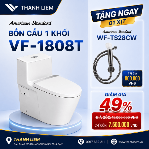 Bồn cầu 1 khối American VF-1808T(nắp CTSS1808)