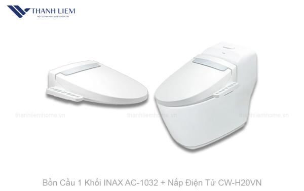 Bồn Cầu 1 Khối INAX AC-1032 + Nắp Điện Tử CW-H20VN