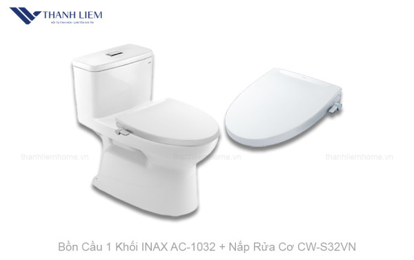 Bồn Cầu 1 Khối INAX AC-1032 + Nắp Rửa Cơ CW-S32VN