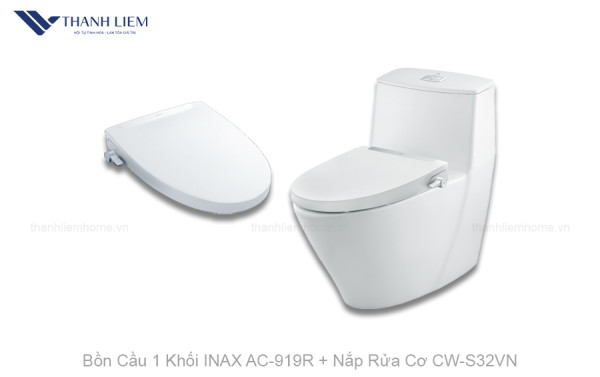 Bàn cầu 1 khối Inax AC-919R + Nắp rửa cơ CW-S32VN