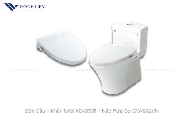 Bồn Cầu 1 Khối INAX AC-900R + Nắp Rửa Cơ CW-S32VN