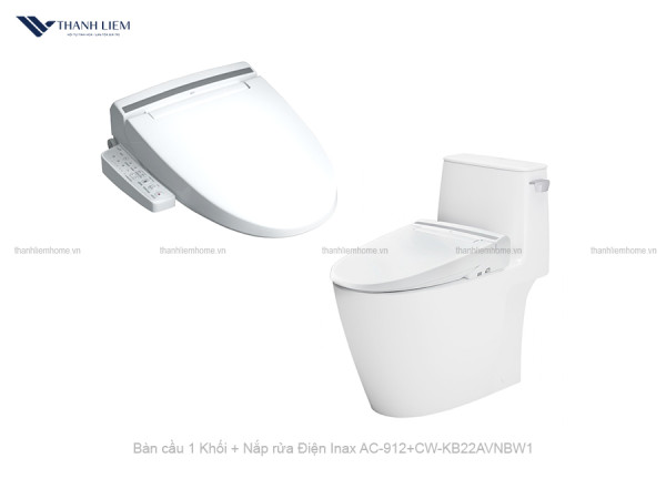 Bồn cầu 1 Khối Inax AC-912 + Nắp rửa Điện CW-KB22AVN/BW1