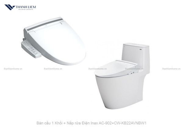 Bồn cầu 1 Khối Inax AC-902 + Nắp rửa Điện CW-KB22AVN/BW1