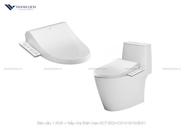 Bồn cầu 1 Khối Inax ACT-902 + Nắp rửa Điện CW-H18VN