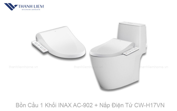 Bồn Cầu 1 Khối INAX AC-902 + Nắp Điện Tử CW-H17VN