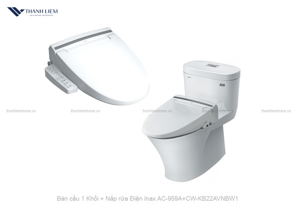 Bồn cầu 1 Khối Inax AC-959A + Nắp rửa Điện CW-KB22AVN/BW1