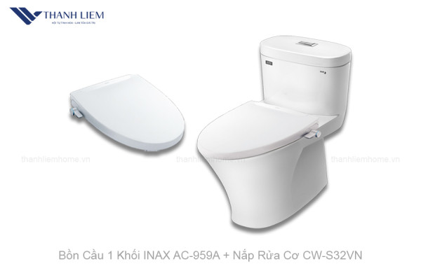 Bồn Cầu 1 Khối INAX AC-959A + Nắp Rửa Cơ CW-S32VN