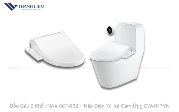 Bồn Cầu 2 Khối INAX ACT-832 + Nắp Điện Tử Xả Cảm Ứng CW-H17VN
