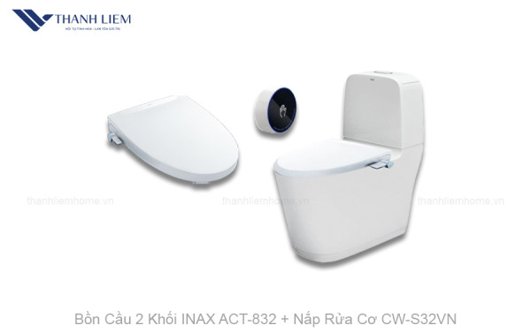 Bồn Cầu 2 Khối INAX ACT-832 Xả Tự Động + Nắp Rửa Cơ CW-S32VN