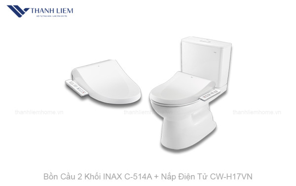 Bồn Cầu 2 Khối INAX C-514A + Nắp Điện Tử CW-H17VN