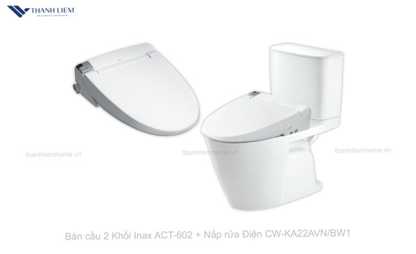 Bàn cầu 2 Khối Inax ACT-602 + Nắp rửa Điện CW-KA22AVN/BW1