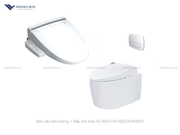 Bồn cầu treo tường Inax AC-952 + Nắp rửa điện CW-KB22AVN