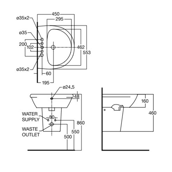 chau rua treo tuong american standard neo modern 0953-wt