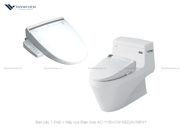 Bàn cầu 1 Khối Inax AC-1135 + Nắp rửa Điện CW-KB22AVN/BW1