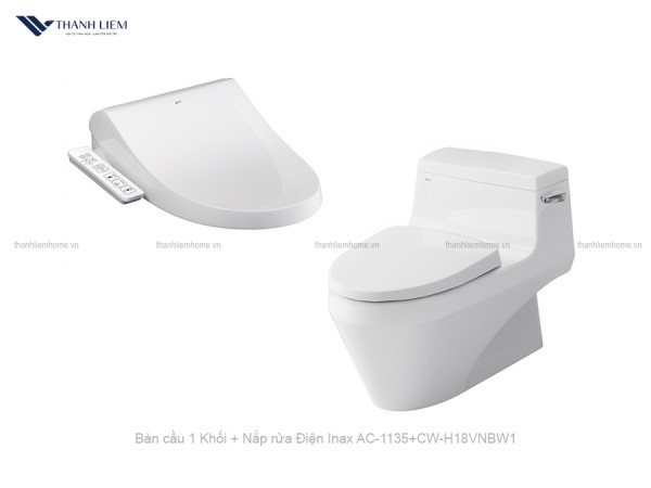 Bồn cầu 1 Khối Inax AC-1135 + Nắp rửa Điện CW-H18VN