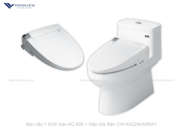 Bàn cầu 1 Khối + Nắp rửa Điện Inax AC-939+CW-KA22AVN/BW1