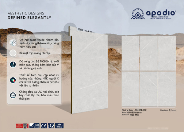 Gạch Apodio M48AL802 Kích Thước 40x80CM