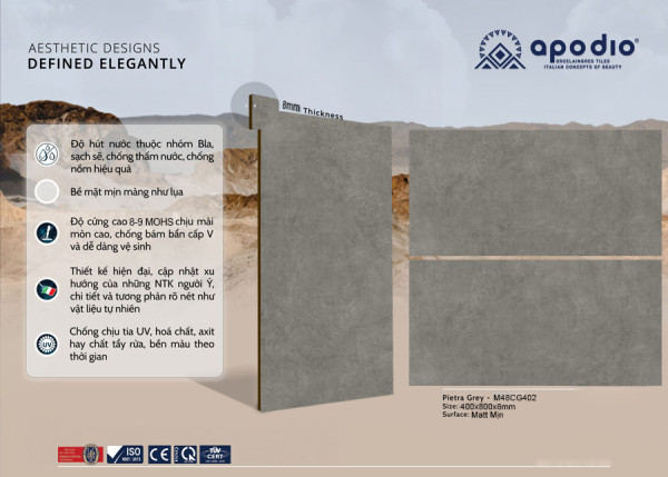 Gạch Apodio M48CG402 Kích Thước 40x80CM