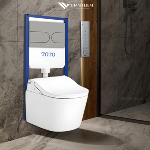 Bồn cầu treo tường TOTO CW542HME5U tích hợp nắp rửa điện TCF801CZ