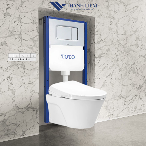 Bồn cầu treo tường TOTO CW822REA kết hợp nắp rửa điện tử TCF47360GAA