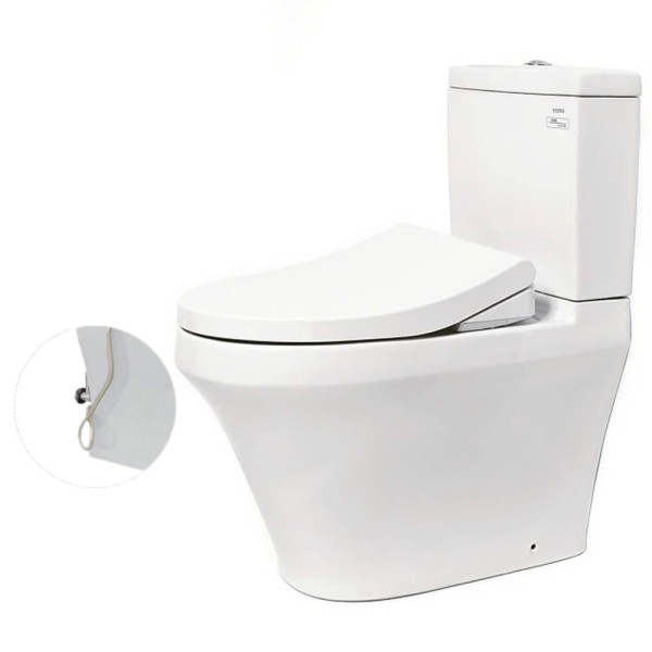Bồn cầu TOTO CS945PDE4#XW 2 khối nắp rửa cơ TCW1211A thoát ngang