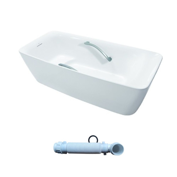  Bồn tắm đặt sàn TOTO PJY1724WHPWEN#MW TVBF412 GALALATO 1m7 tay vịn gồm ống thải 