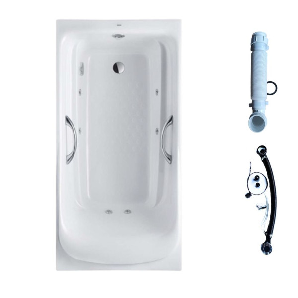  Bồn tắm massage TOTO PPYK1760ZLHPNE#P TVBF412 DB505R-2B ngọc trai 1m7 tay vịn gồm bộ xả thải 